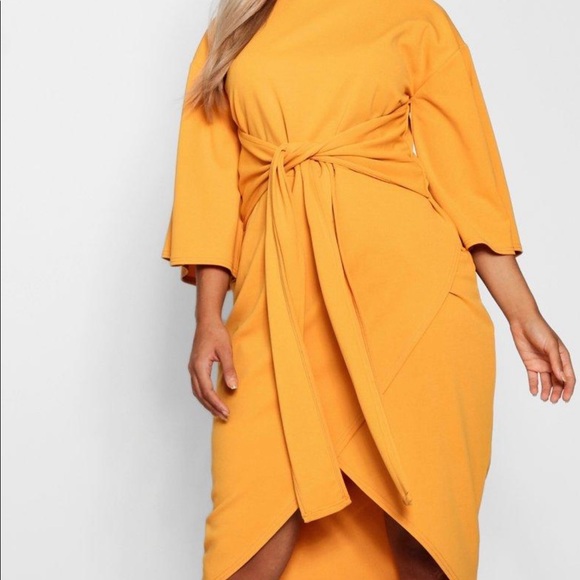 PLUS KIMONO SLEEVE WRAP OVER MIDI DRESS - Picture 3 of 3